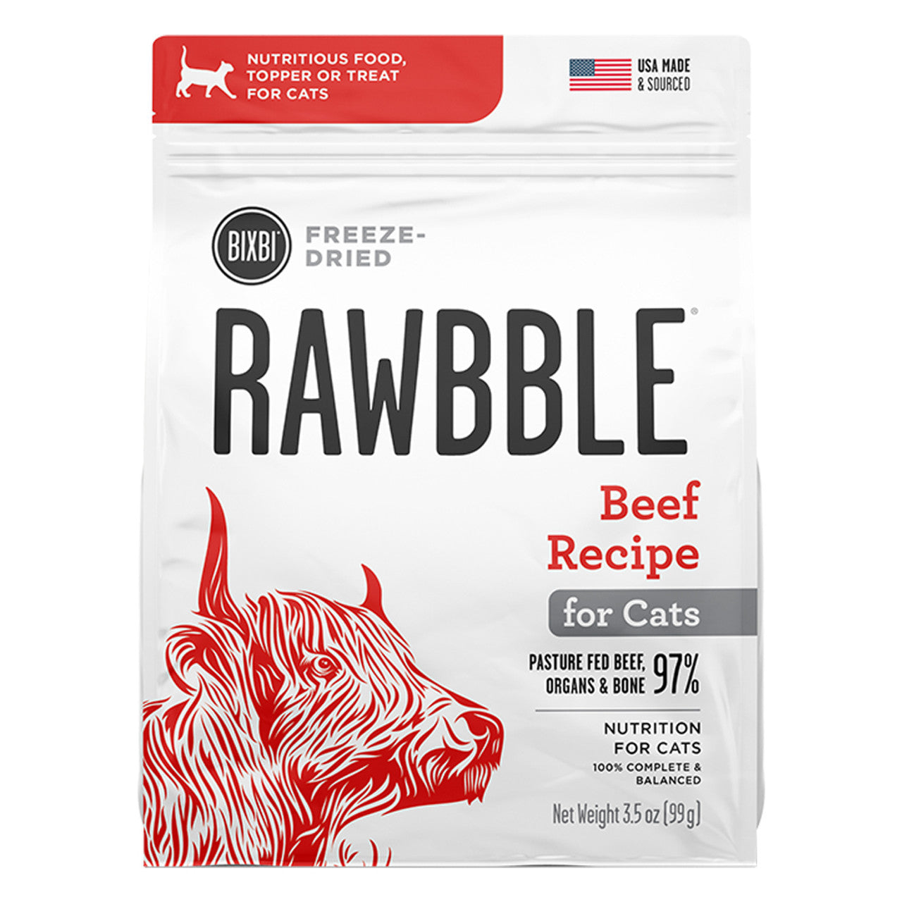 Bixbi Rawbble Freeze Dried Beef for Cats 10 oz