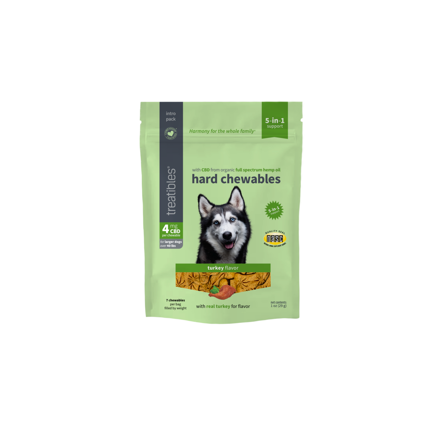 Treatibles Hard Chewables Turkey Flavor 1 mg & 4 mg for Dogs