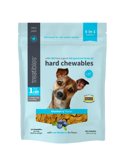 Treatibles Hard Chew Blueberry Flavor Dog 1 mg  & 4 mg CBD