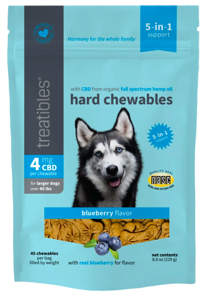 Treatibles Hard Chew Blueberry Flavor Dog 1 mg  & 4 mg CBD