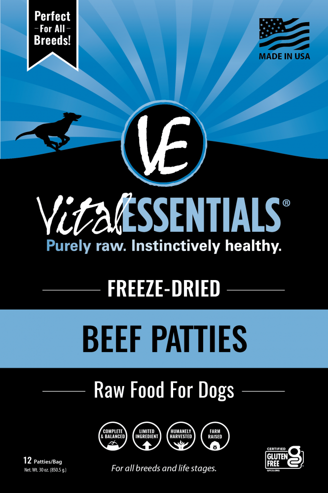 Vital Essentials Beef Patties Freeze Dried Dog Food