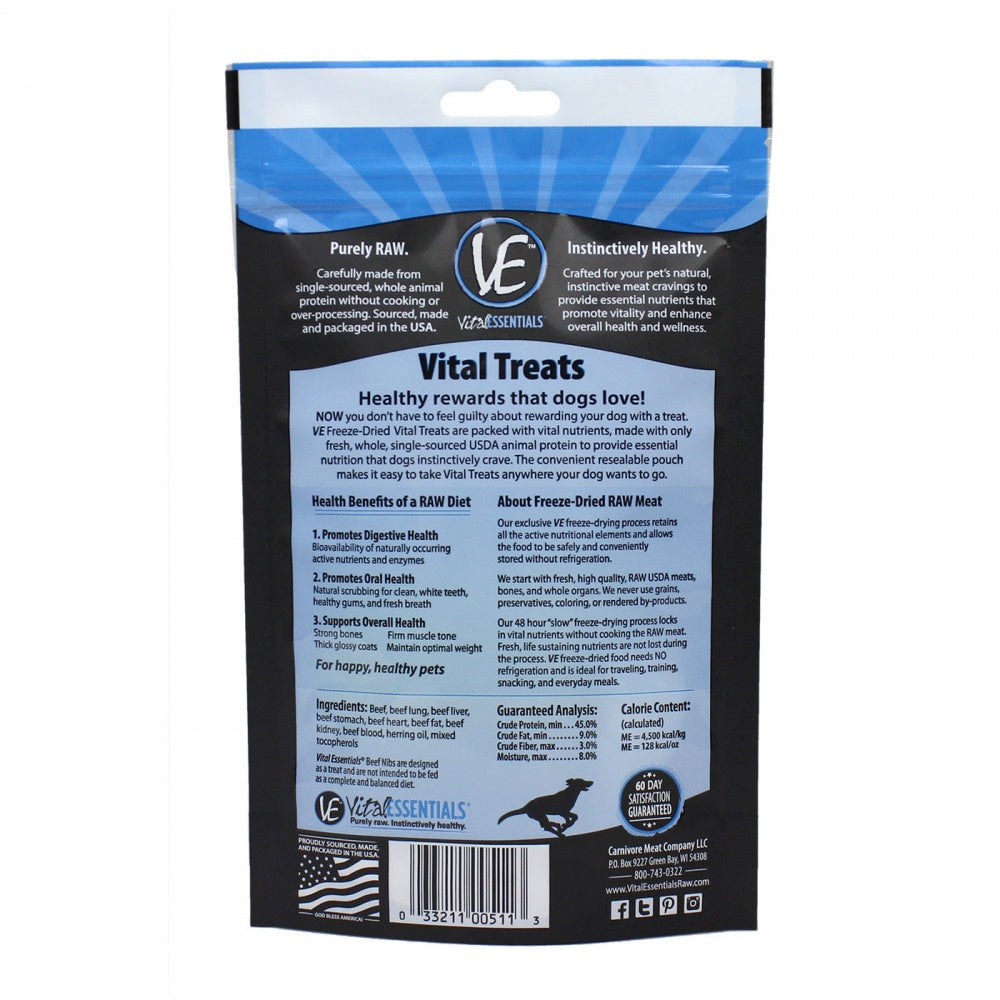 Vital Essentials Freeze Dried Beef Nibs Vital Treats for Dogs