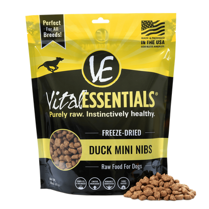 Vital Essentials Freeze Dried Grain Free Duck Mini Nibs Entree for Dogs Food