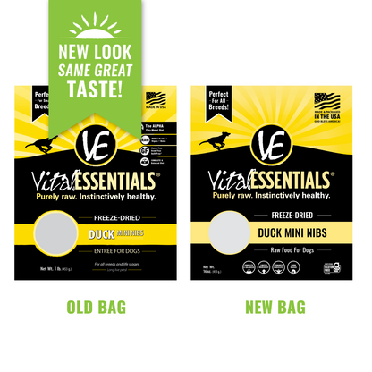 Vital Essentials Freeze Dried Grain Free Duck Mini Nibs Entree for Dogs Food