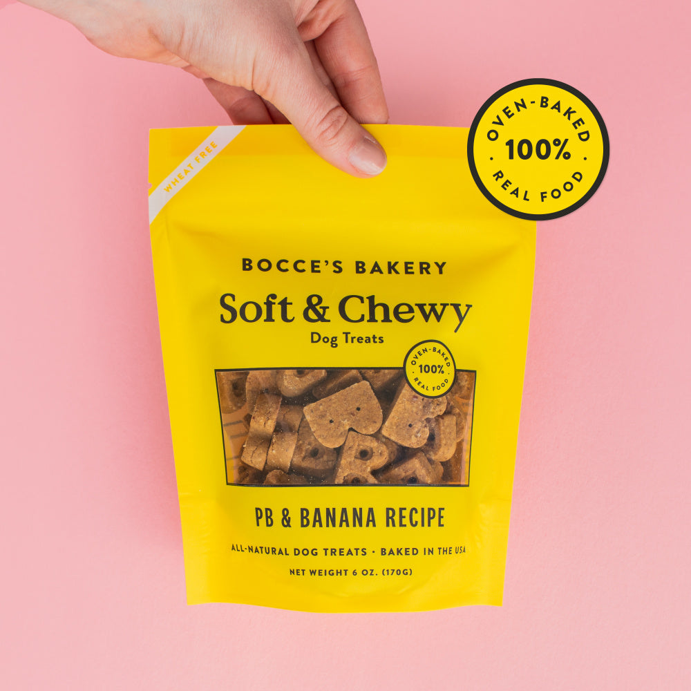 Bocce's Bakery Soft & Chewy Peanut Butter & Banana Recipe Dog Treats