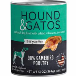 Hound & Gatos 98% Gamebird Poultry Grain-Free Dog Food, 13-oz