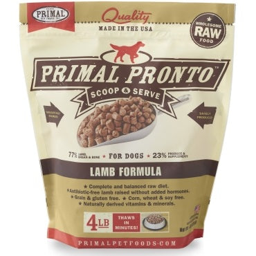 Primal Pronto Lamb Formula Raw Frozen Dog Food, 4-lb