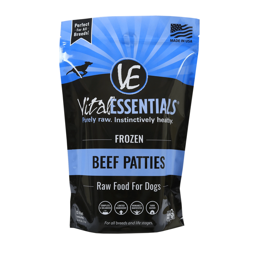 Vital Essentials Frozen Beef Patties Dog Food, 6 lbs